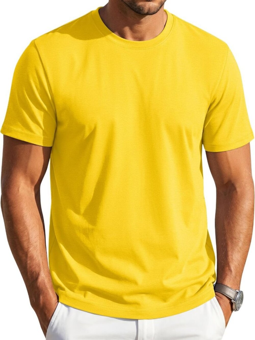 Men's Short Sleeve Cotton Crew Neck Casual Tee - Basic Essential T-Shirt
